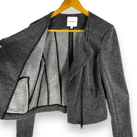4 for $40 SALE!Catherine Maladrino Runway Knit Moto Jacket, Marled Grey, Size S - Picture 4 of 11
